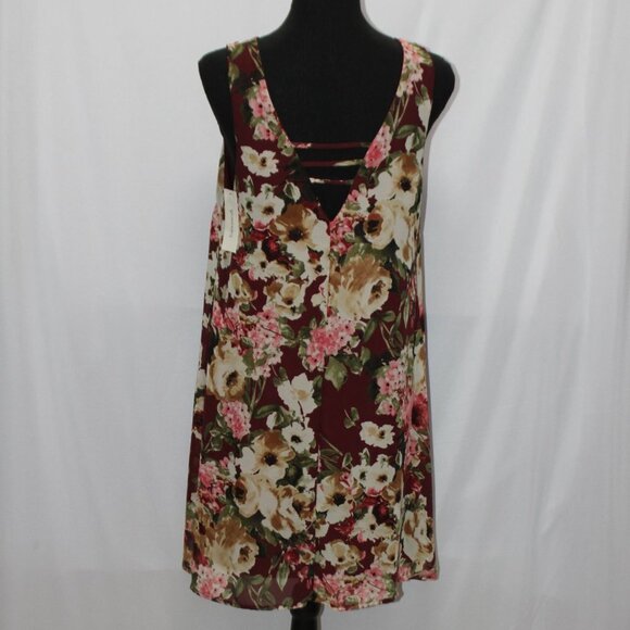 NWT Francesca's Blue Rain Floral Sleeveless V-neck Dress - Picture 4 of 14